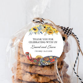 Jag gör BBQ Sunflower Rustic Förlovningsparty Runt Klistermärke