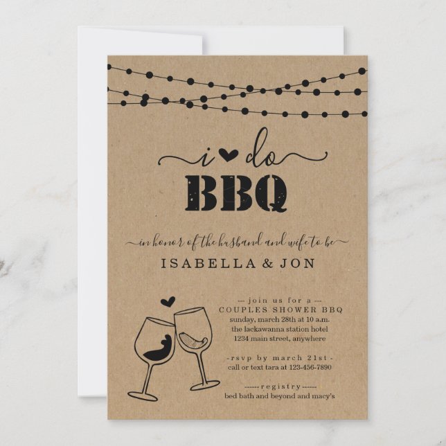 Jag gör BBQ Vin-popens Förlovning för duschduschar Inbjudningar (Framsida)