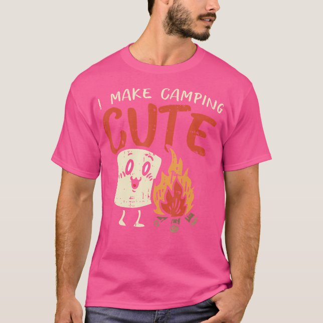 Jag gör Camping Cute Marshmallow Campfire Camper K T Shirt (Framsida)