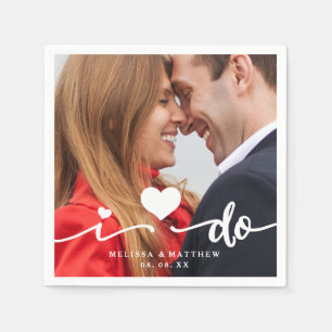 Jag gör Cute Heart Photo Bröllop Pappersservett