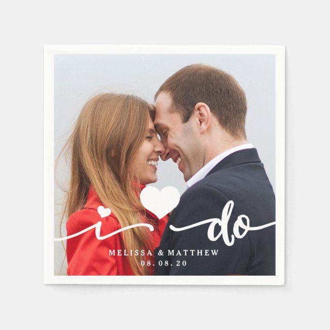 Jag gör Cute Heart Photo Bröllop Pappersservett (Framsidan)