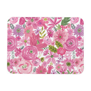 Jag gör den rosa vattenfärgblommönstret magnet