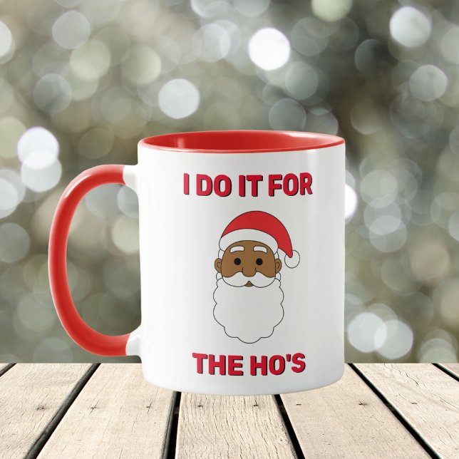 Jag gör det för Ho's African American Santa White Mugg (Skapare uppladdad)
