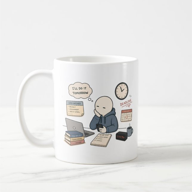 Jag Gör Det Imorgon Roligt Prokrastinering Meme Kaffemugg (Vänster)