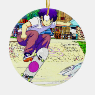Jag gör det - Ung skateboardåkare Julgransprydnad Keramik