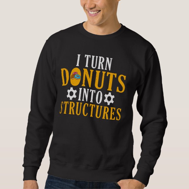 Jag gör Donuts till strukturerade Ingenjör Lång Ärmad Tröja (Framsida)