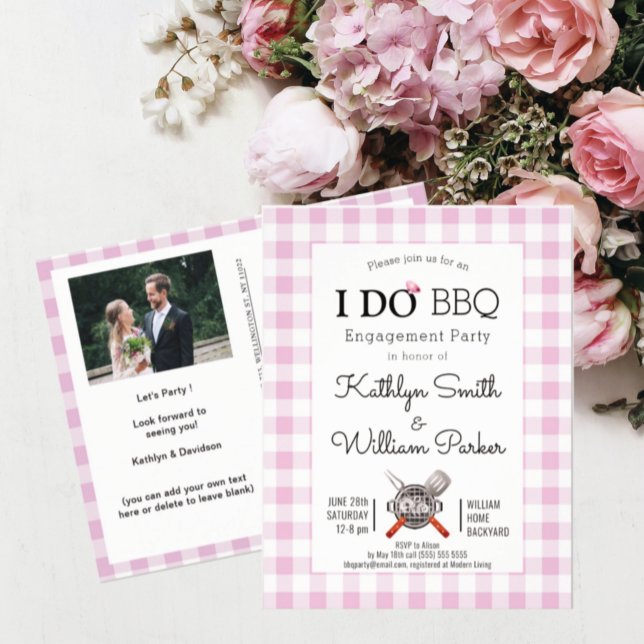 Jag gör Förlovning Foto Rosa Play BBQ-inbjudan Vykort (Skapare uppladdad)
