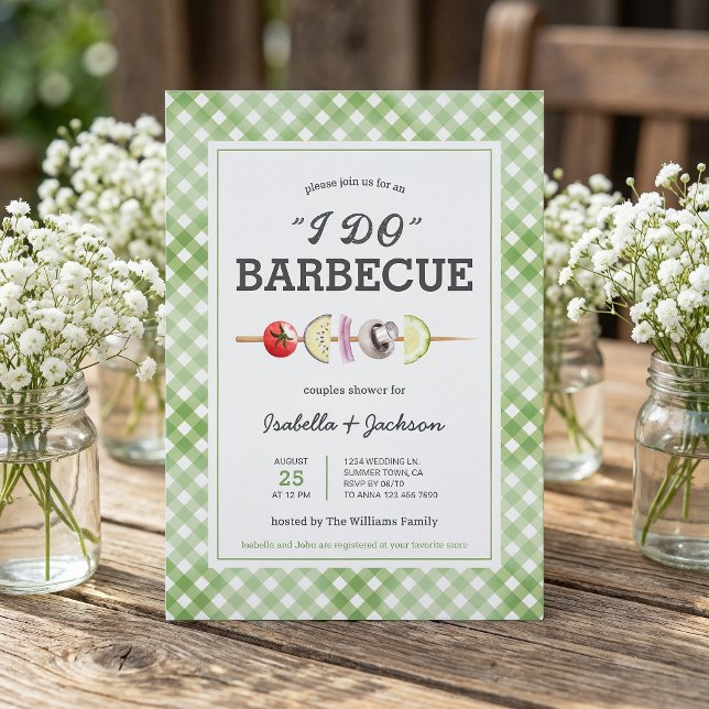 Jag GÖR Grillfest BBQ Rustik Bröllopsdusch Inbjuda Inbjudningar (The front and back of the invitation shown in a 5x7-inch size. Choose size, paper, and corner style.)