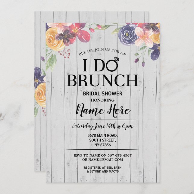 Jag gör inbjudan för blomma för frunchmöhippa (Fram/baksida)