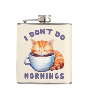 Jag gör inga varningar - Cute Orange Cat med kaffe Fickplunta