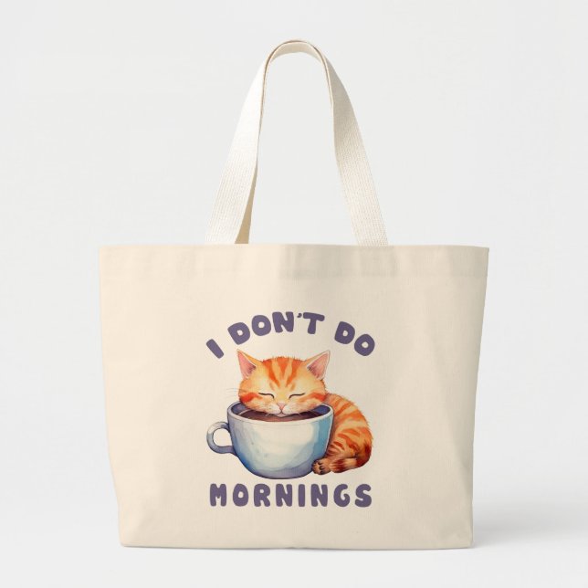 Jag gör inga varningar - Cute Orange Cat med kaffe Jumbo Tygkasse (Framsidan)