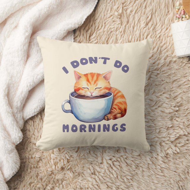 Jag gör inga varningar - Cute Orange Cat med kaffe Kudde (Filt)