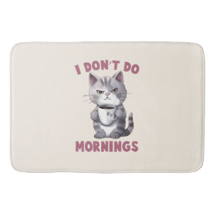 Jag gör inte förmidningar - Grått Cat med kaffe Badrumsmatta