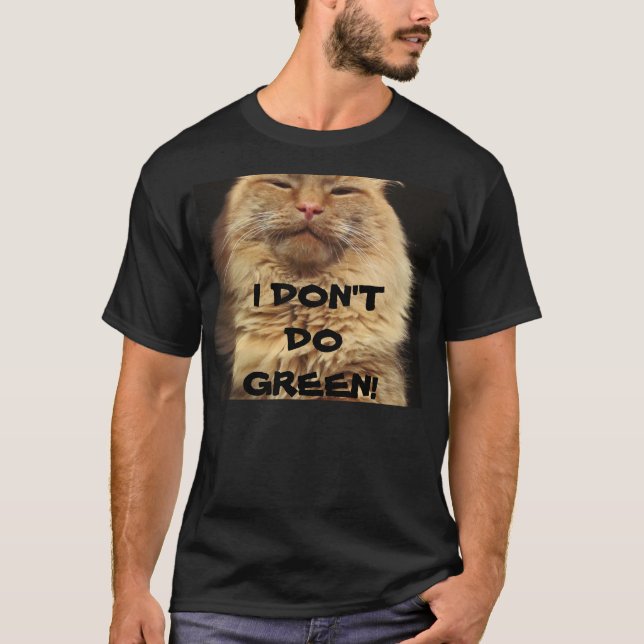 Jag gör inte Grönt Orange Grumpy Kattunge Tee (Framsida)