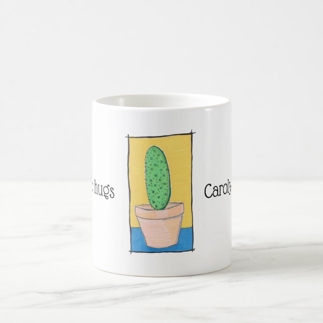 Jag gör inte kramar, jävla cactus teckning, ditt n kaffemugg (Center)