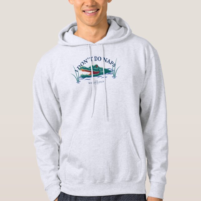 Jag gör inte Naps Alligator - vitlotus Hoodie (Framsida)