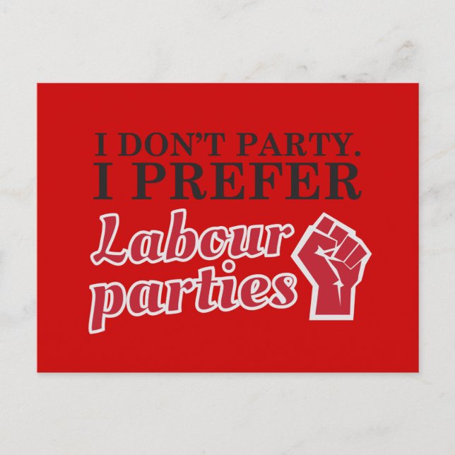 Jag gör inte party. Jag föredrar party. Vykort (Framsida)