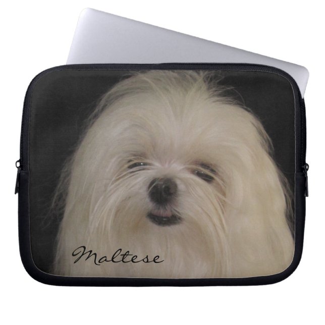Jag gör inte Top Knots Maltesiska Neoprene Sleeve  (Framsidan)