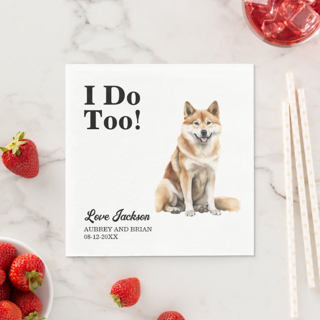 Jag Gör Också Akita Inu Bröllopsmottagning Pappersservett (Insitu)
