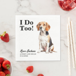 Jag Gör Också Beagle Hund Foto Bröllop Pappersservett