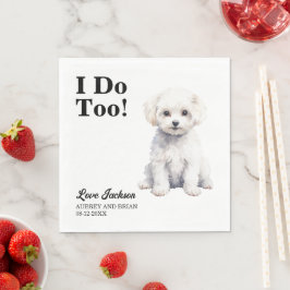 Jag Gör Också Bichon Frise Hund Foto Bröllop Pappersservett