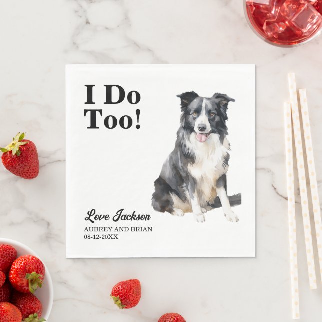 Jag Gör Också Border Collie Husdjur Bröllop Pappersservett (Insitu)