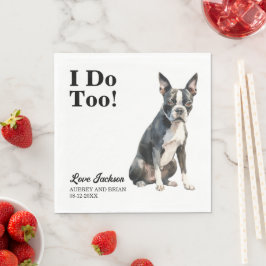 Jag Gör Också Boston Terrier Husdjur Bröllop Pappersservett