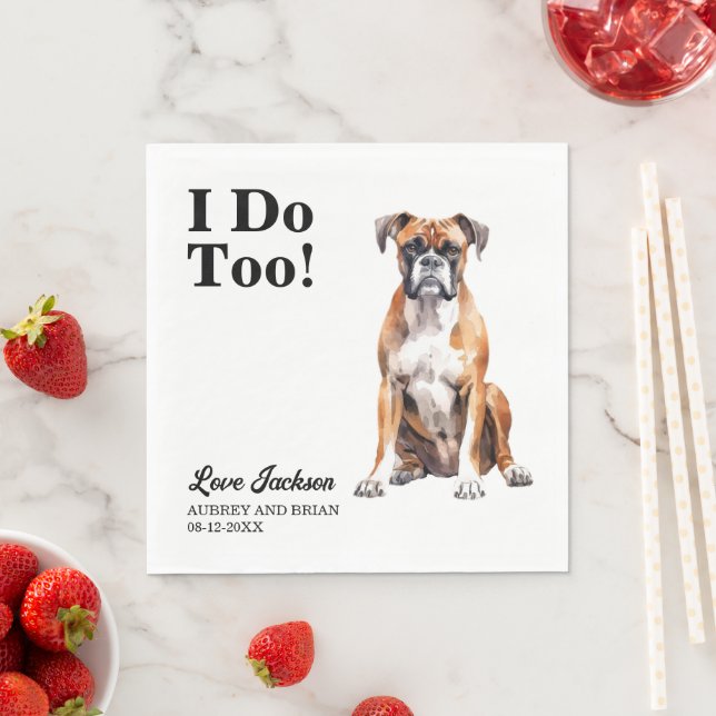 Jag Gör Också Boxer Hund Bröllops Servetter med Fo (Insitu)
