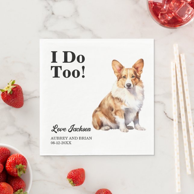Jag Gör Också Cardigan Welsh Corgi Bröllopsservett Pappersservett (Insitu)