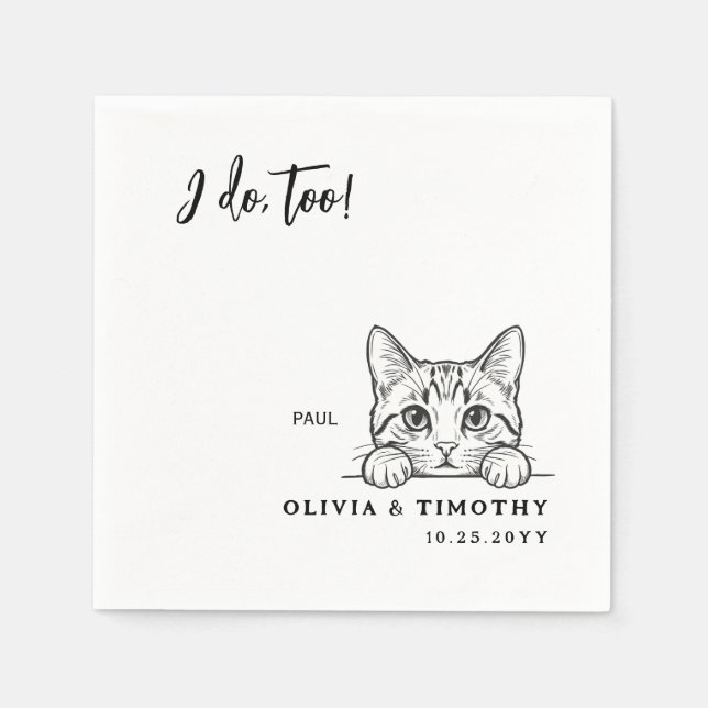 Jag Gör Också Minimalistiska Katt Bröllops Servett (Framsidan)