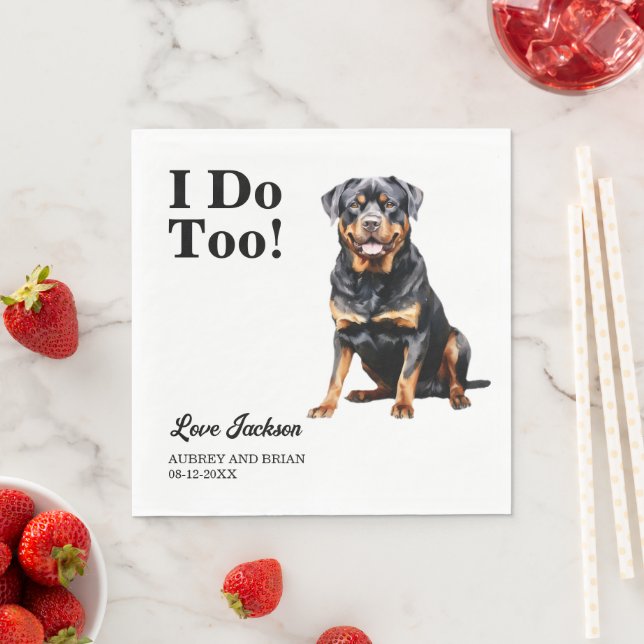 Jag gör också! Rottweiler hund bröllop husdjur Pappersservett (Insitu)