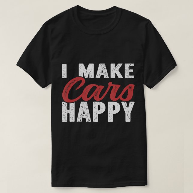 Jag gör personbilarna Lycklig Auto Detailer Car De T Shirt (Design framsida)