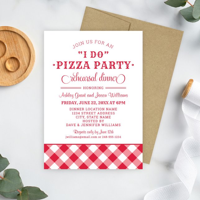 Jag gör Pizza Party Red Bröllop Rehearsal Middag Inbjudningar (Skapare uppladdad)