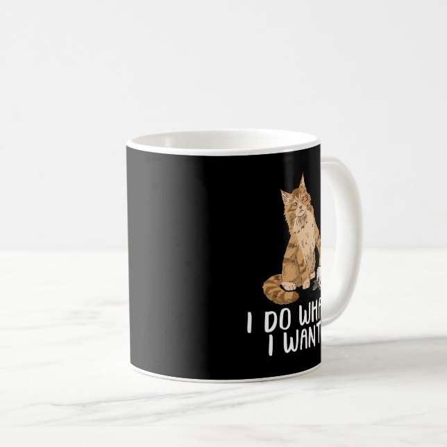 Jag gör som jag vill ha Maine Coon Cat-gåvor Kaffemugg (Framsida höger)