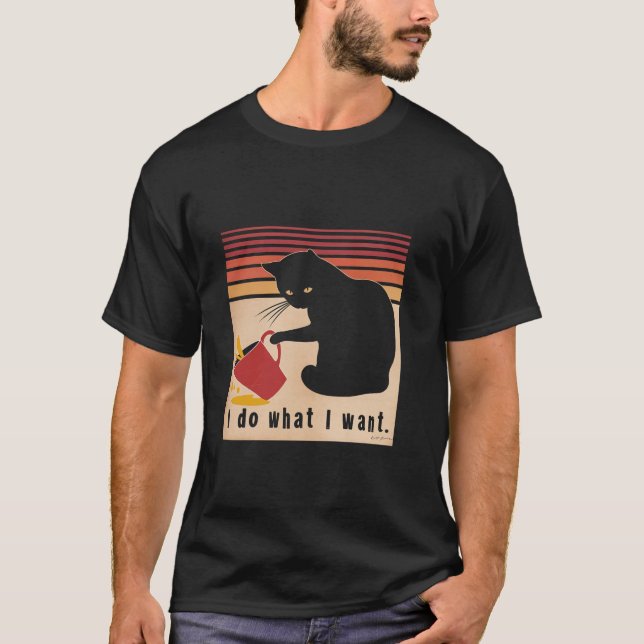 Jag gör vad jag vill ha katt, svart katt, Pet Katt T Shirt (Framsida)