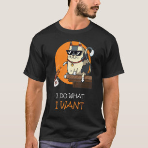 Jag gör vad jag vill ha kattkaffe svart katt röd K T Shirt