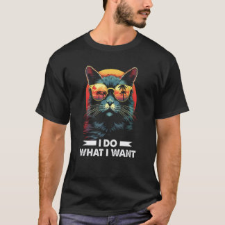 Jag Gör Vad Jag Vill Katt Med Solglasögon 90-Talet T Shirt