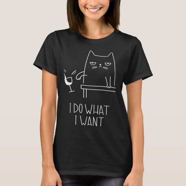Jag Gör Vad Jag Vill Katt T Shirt (Framsida)