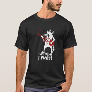 Jag Gör Vad Jag Vill Rock And Roll Katt Spelar Fis T Shirt