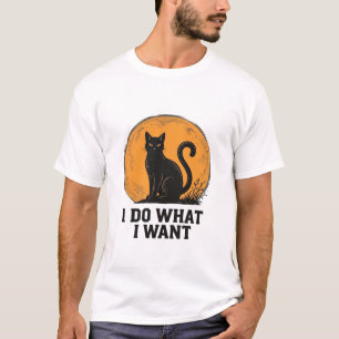 Jag Gör Vad Jag Vill Svart Katt Vintage T-Shirt De