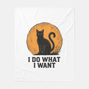 Jag Gör Vad Jag Vill Svart Katt Vintage T-Shirt De Fleecefilt