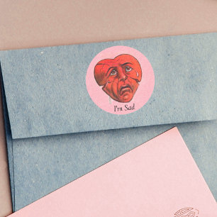 Jag Gråter Ledsen Heart Ansikte Runt Klistermärke