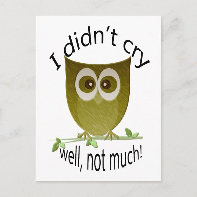 Jag gråtit inte, inte mycket! lustigt söt Uggla ar Vykort (Framsida)