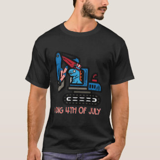 Jag gräver 4:e juli Grävmaskin Dino Patriotisk Små T Shirt