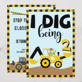 Jag Gräver att vara två födelsedagsbyggen Inbjudningar