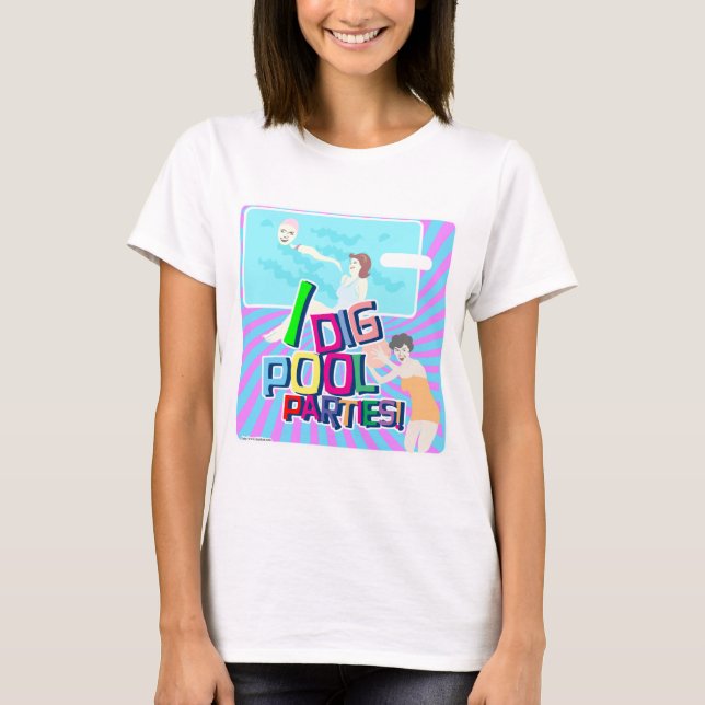 Jag Gräver Bassäng Party Retro Roligt Illustration Tee Shirt (Framsida)