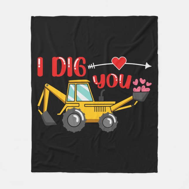 Jag Gräver dig Backhoe Valentine Fleecefilt (Framsidan)