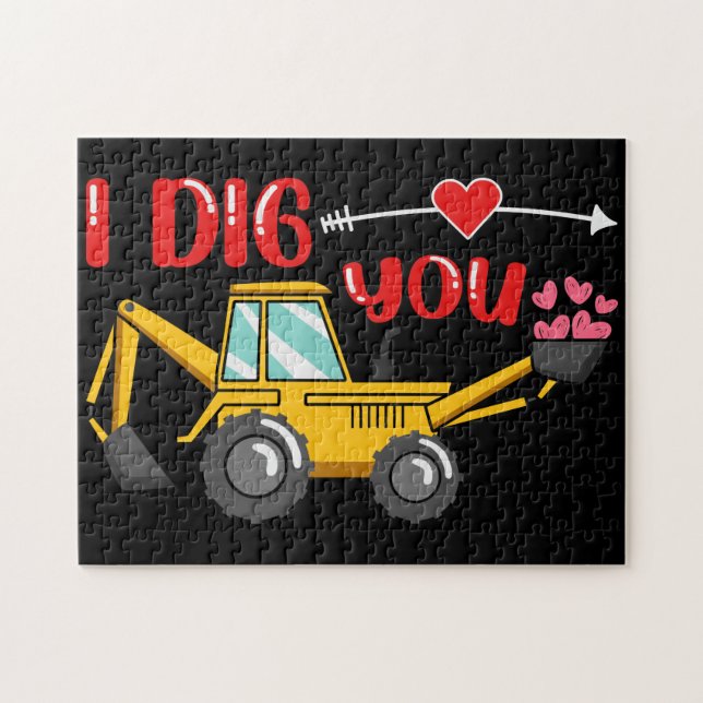 Jag Gräver dig Backhoe Valentine Pussel (Horisontell)