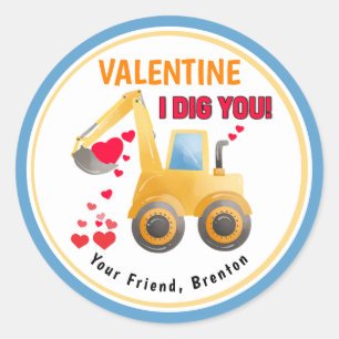 Jag Gräver dig Digger Classroom Valentines day Runt Klistermärke
