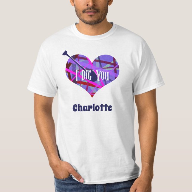 Jag Gräver dig Modern Rosa & Lila Heart Shape Linj T Shirt (Framsida)